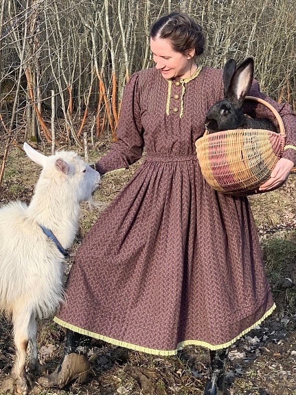 Осеннее платье из теплого хлопка "Винтажная брусничка"