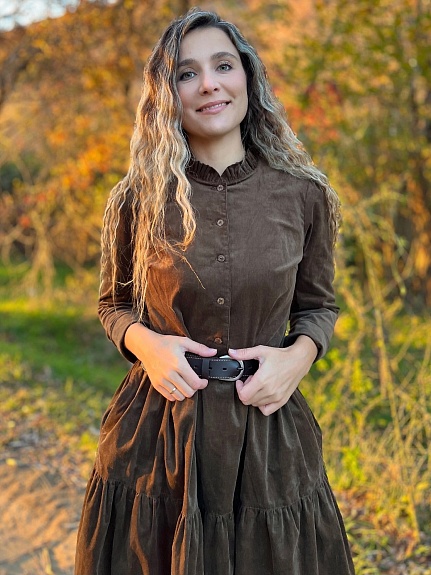 Платье из микровельвета с карманами
