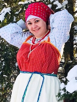Костюм в народном стиле (сарафан из пестряди под домоткань)