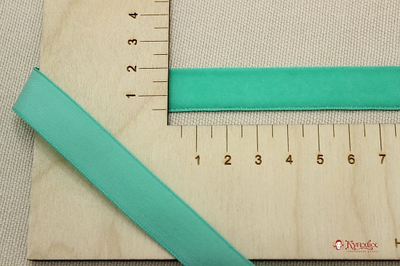 Лента бархатная цв.Мятно-зеленый, ш.16мм, полиэстер-100%