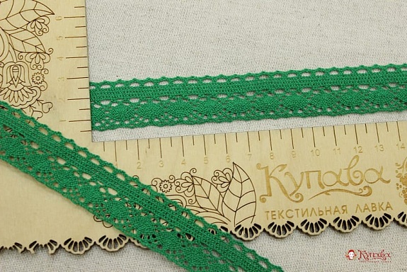 Кружево цв.зеленый, ш.23мм, хлопок-90%, п/э-10%