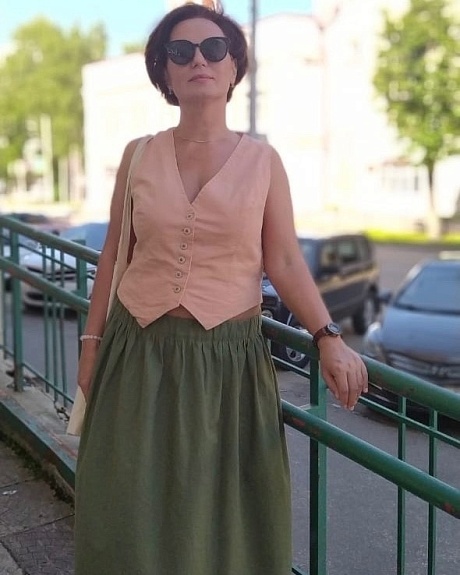 Юбка на резинке из полульна