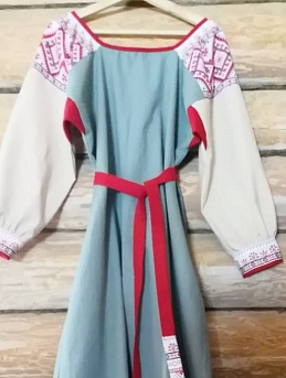 Платье в народном стиле из Крапивы и рогожки "Каравай"