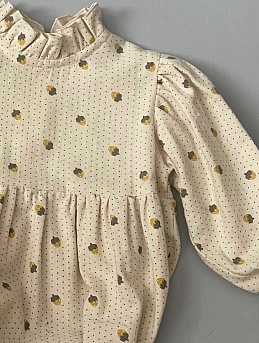 Детское боди из плательного хлопка с вискозой, микроворсом, "Клубнички"