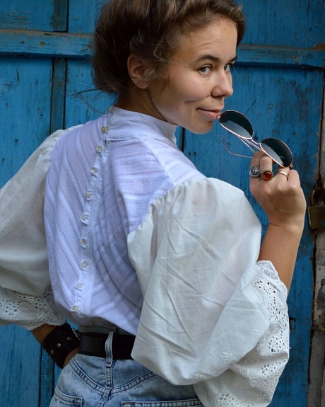 Блуза винтаж из фактурного хлопка