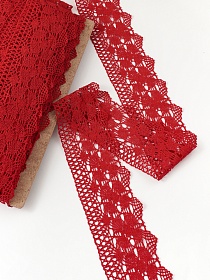 Кружево цв.красно-малиновый, ш.90мм, хлопок-90%, п/э-10%, рис.190/16