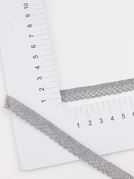 Кружево цв.серый, ш.10мм, хлопок-90%, п/э-10%, рис.129/7