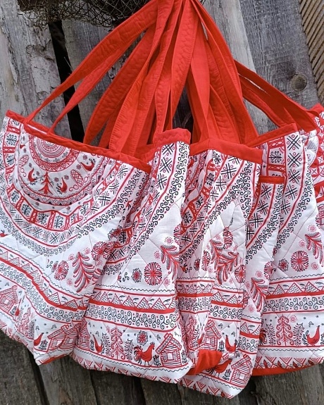 Шопперы и сумочки из ситца "Мезенская роспись"