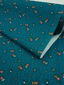 Перкаль "Искорка-Цветочек" цв.бирюзово-зеленый, ГОСТ, ш.1.5м, хлопок-100%, 120гр/м.кв