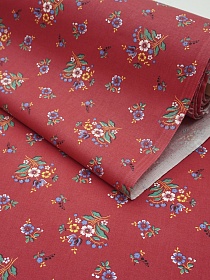 Перкаль "Сказочный букетик" цв.красный, ГОСТ, ш.1.5м, хлопок-100%, 125гр/м.кв