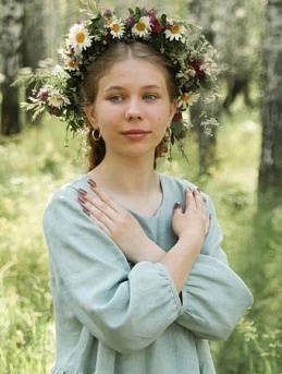 Платье с урало-сибирской росписью из льна костюмного с эффектом мятости