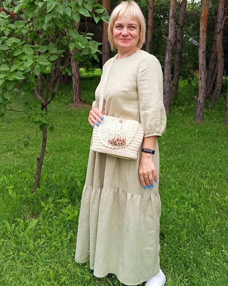 Платье с укороченным рукавом из костюмного льна