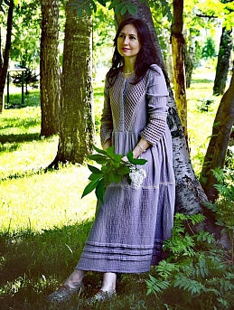 Платье из муслина и вафельной ткани