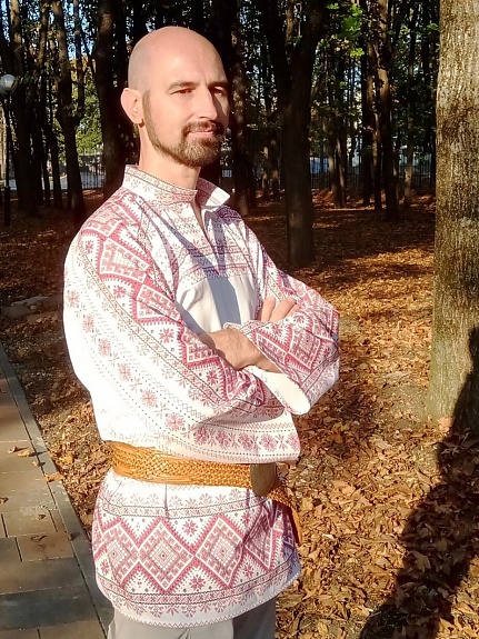 Мужская рубаха из рогожки в народном стиле