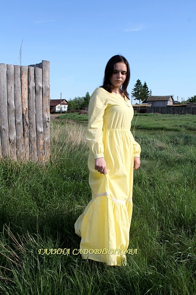 Длинное платье из поплина
