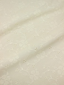 Шитье "Изящный вьюнок" (фестоны с 2х сторон) цв.кремовый, ш.1.35м, хлопок-100%, батист, 80гр/м.кв