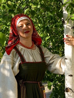 Костюм из хлопкольна винтаж (жгутовое окрашивание), полульна и головной платок из поплина Барановский платок "КУПАВА"