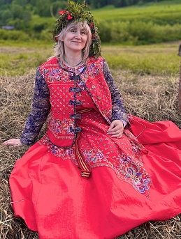Стеганая двухсторонняя телогрейка из поплина "КУПАВА" и перкали "Сказка"