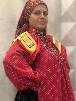 Костюм в народном стиле из перкали, поплина и крапивы с хлопком