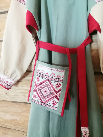 Платье в народном стиле из Крапивы и рогожки "Каравай"