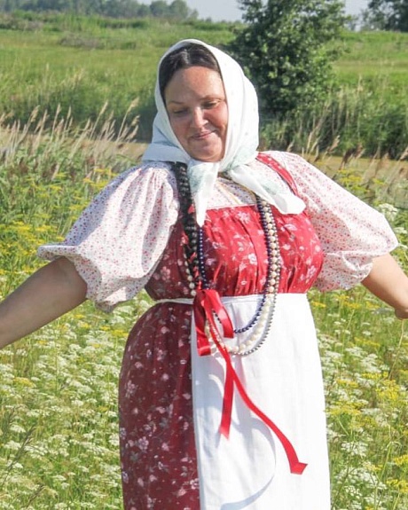 Сарафан и блуза в русском стиле из ситца
