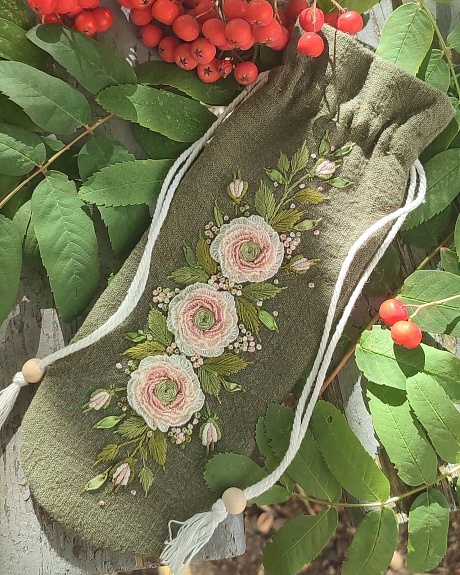 Очечники с вышивкой из крапивы Рами (Ramie) с хлопком и крапивы Рами (Ramie)-диагональ